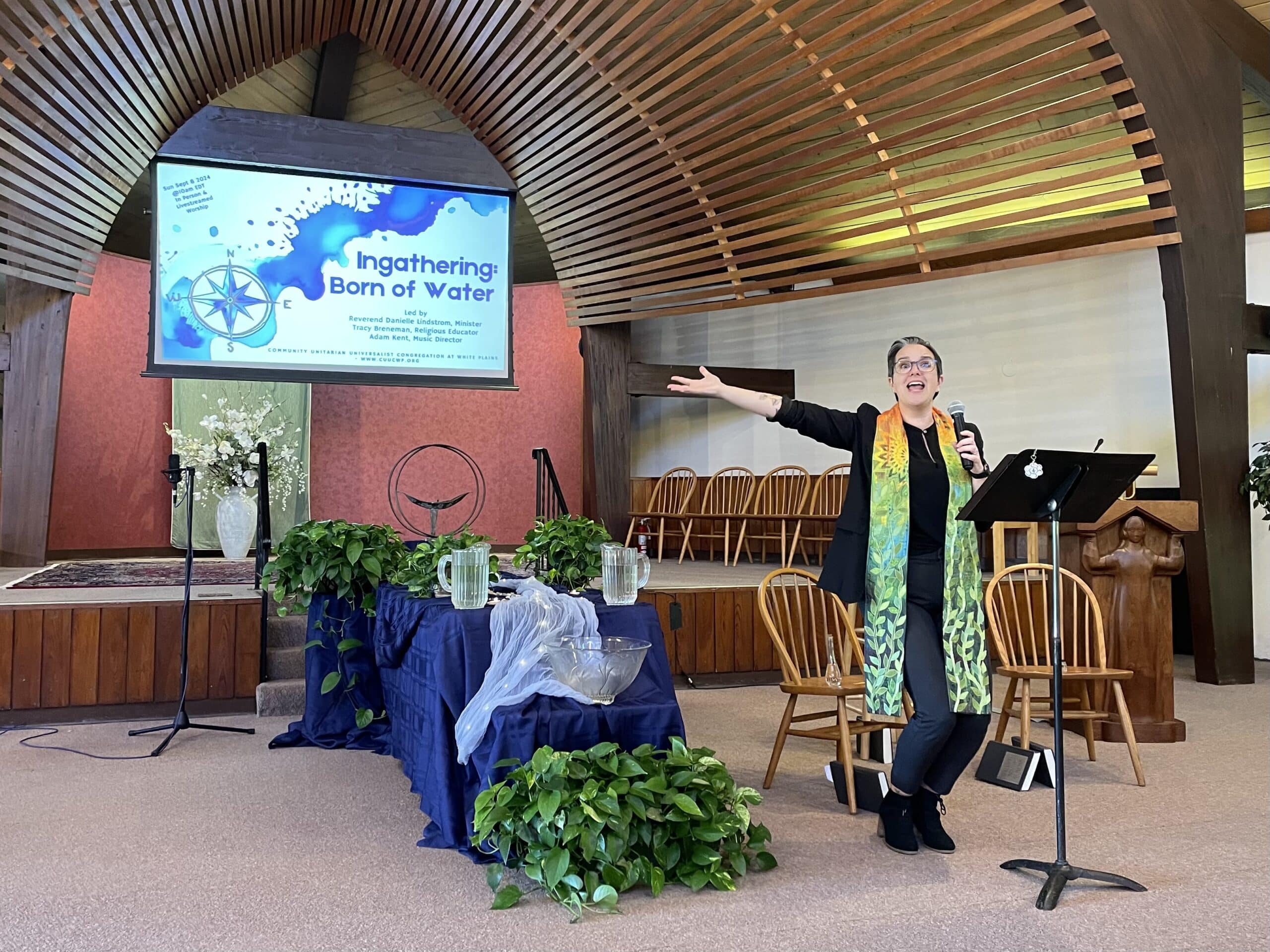 Rev. Danielle Lindstrom leading our Ingathering Service 9/08/24